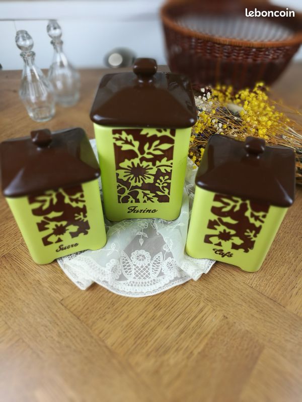 Bocaux / Pots de cuisine vintage fleurs (image 1)