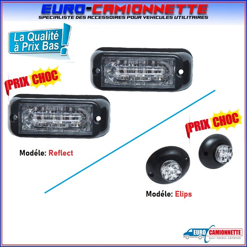 4X4 LEDs Feux de Pénétration 12-24V Gyrophare LED Orange Feux