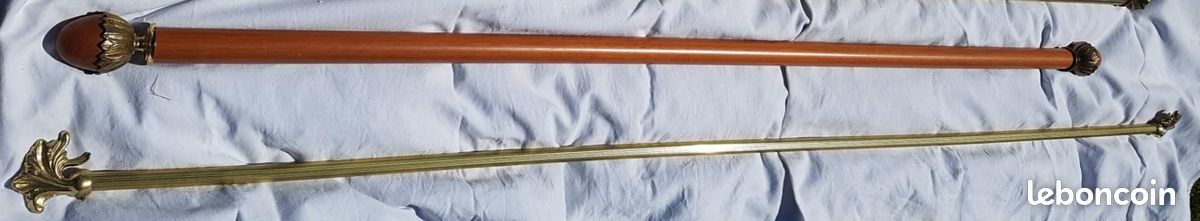 Lot de 2 tringles à rideaux en laiton & bois de qualité (image 3)