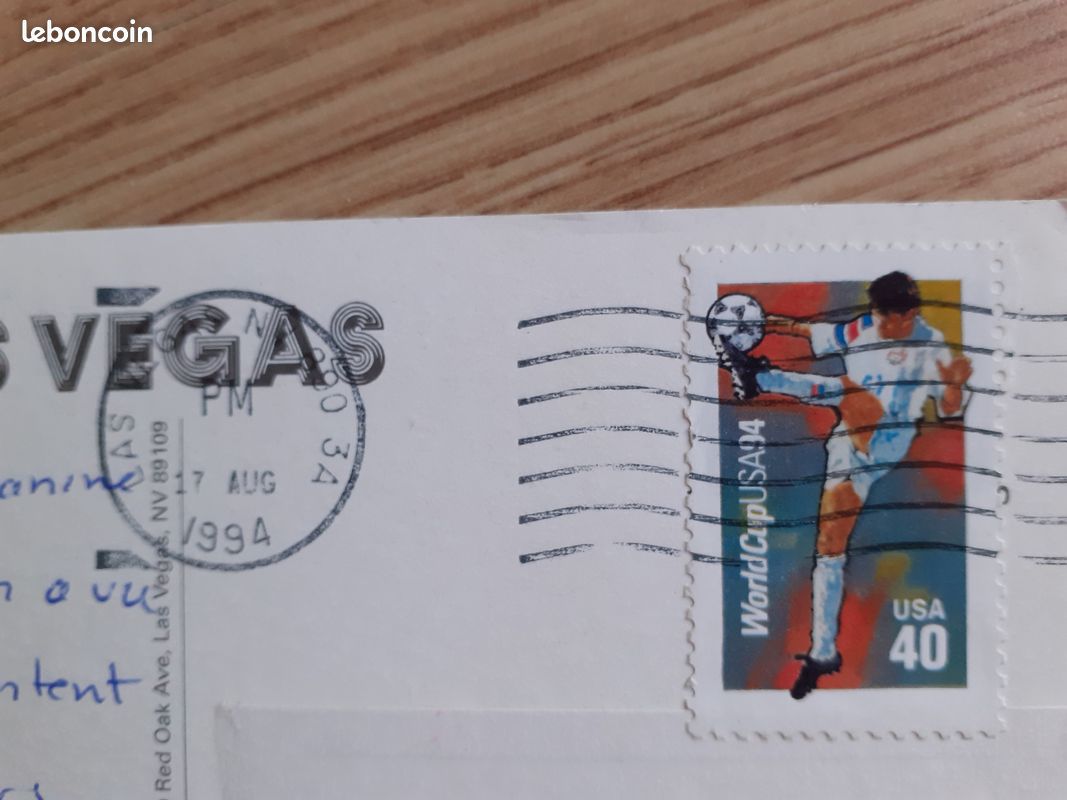 Lot: carte postale new york + timbre oblitere 1994 + carte postale the las vegas strip1994 + timbre oblitere bon etat (image 2)