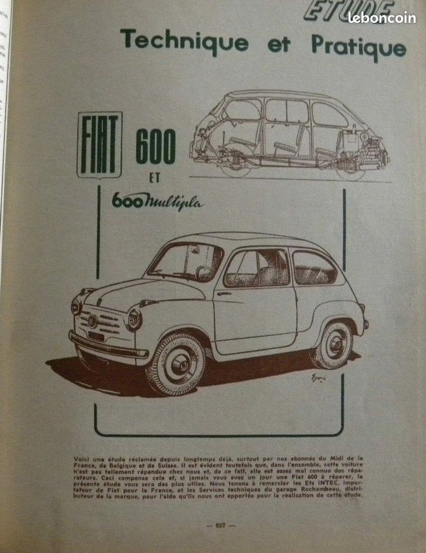 Collection revue technique automobile RTA Fiat 600 et Multipla n°140 (image 2)