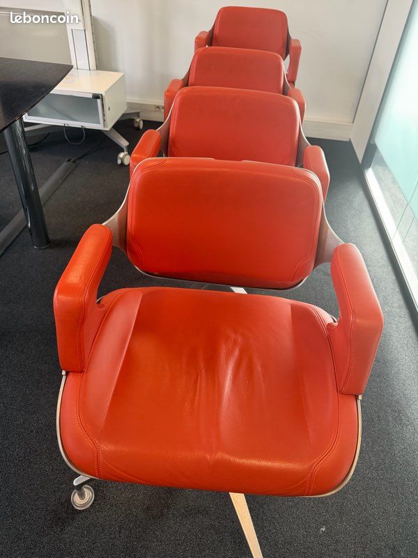 Lot de 5 chaises design Interstuhl – cuir orange – Made in Germany (image 2)