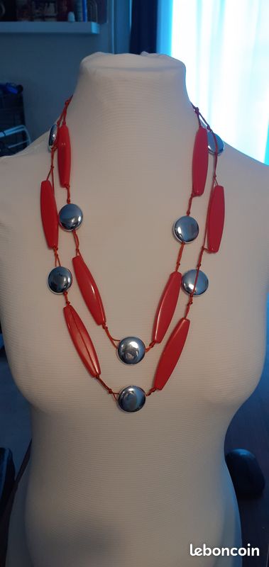 Collier Sautoir Boule Rouge En Papier Origami - The Cocotte - Neuf Avec étiquettes