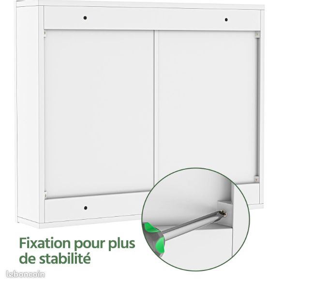Armoire de salle de bain murale Yaheetech avec 3 portes, 3 miroirs, 2 niveaux, hauteur réglable 70,5 x 15 x 60,5 cm (image 7)
