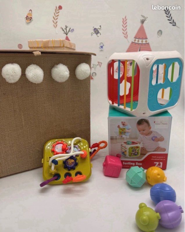 Cube d’activités 7 en 1 – Jouet éducatif bébé – 6M+ -Tri des formes & motricité (image 1)