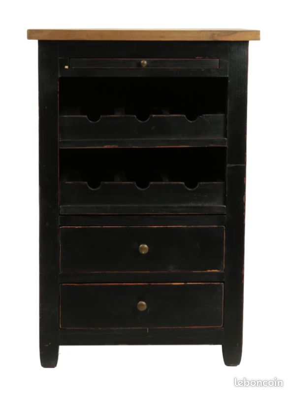 Meuble "porte bouteille" en bois Noir - Decouweb (image 3)
