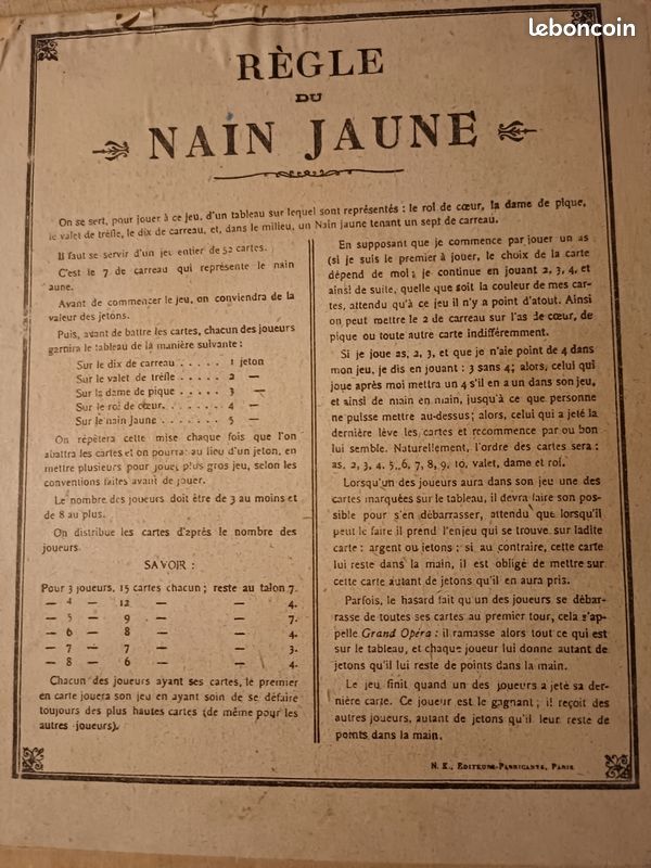 Jeu De Société Ancien Nain Jaune En Bois - Nicolas Keller Paris