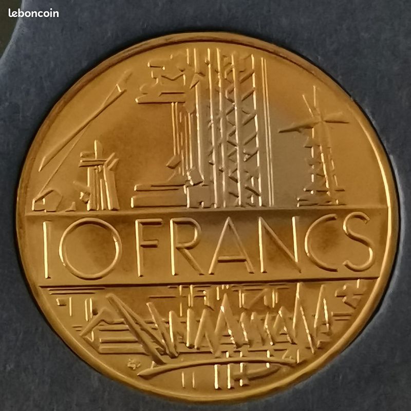 10 francs mathieu 1987 bu tranche a issue du coffret / decoloration / unc france (image 2)