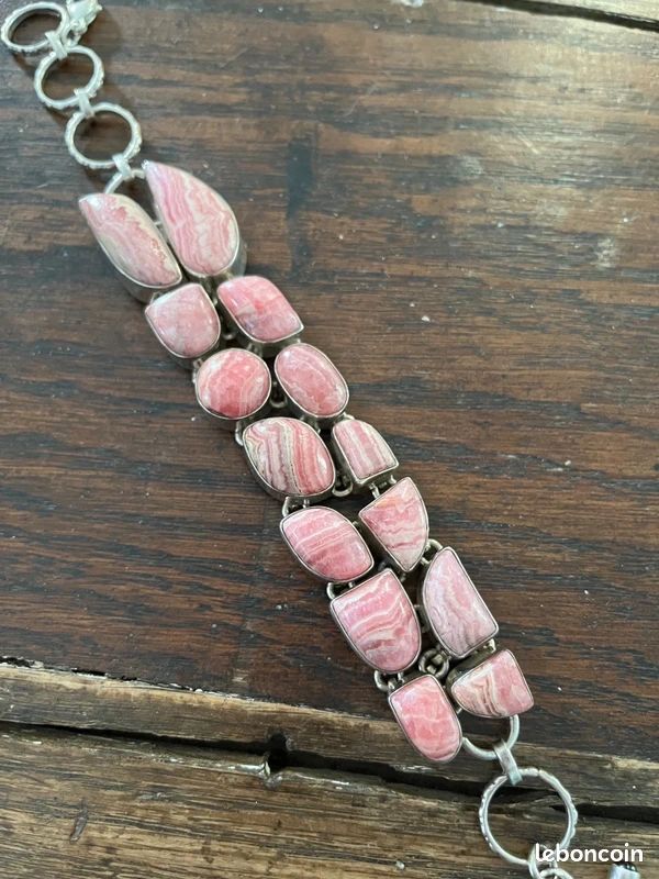 Magnifique bracelet argent et rhodochrosites (image 1)