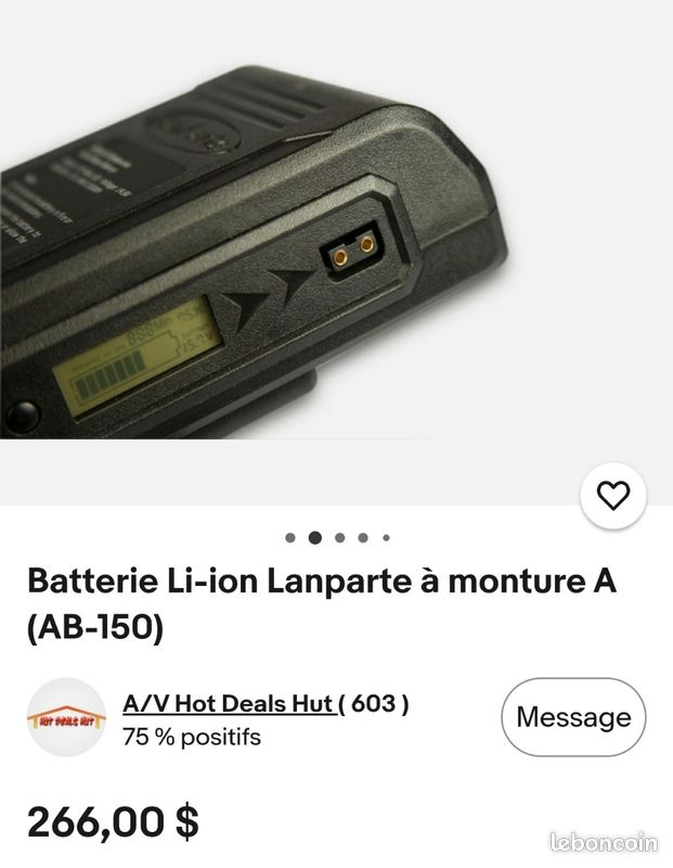 Batterie Lion VB150, 10400mAh autonomie Lanparte Sony (image 9)