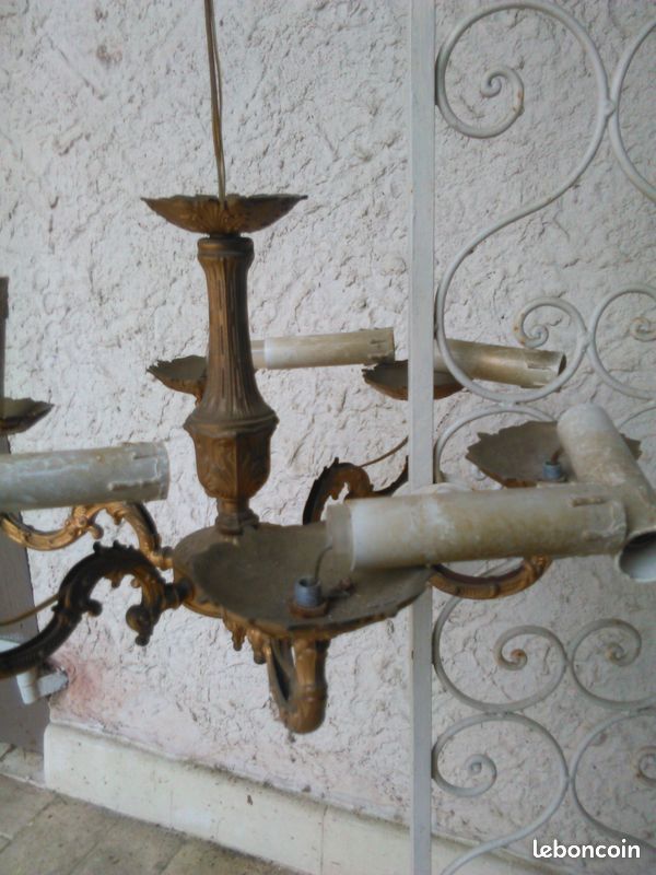 Ensemble 1 lustre et 2 appliques bronze et pampilles (image 15)