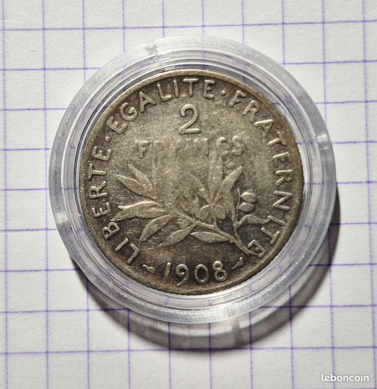 Cosette 76 - 2 Francs Argent Semeuse IIIème République – 1908 (image 1)