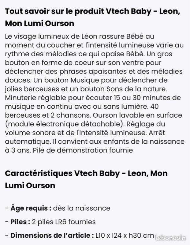 Veilleuse VTECH BABY LEON MON LUMI OURSON (image 4)