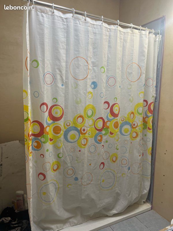 Rideau de douche 180 cm avec anneaux (image 1)