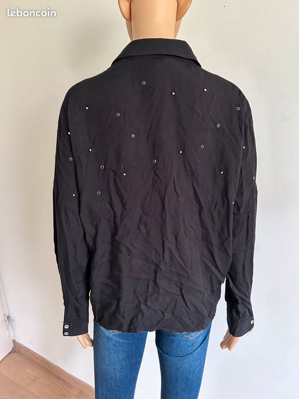 Blouse chemise noire à manches longues Kaporal taille S bon état (image 5)