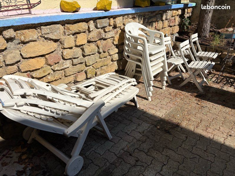 Mobilier de Jardin Plastique Blanc (Lot) (image 1)