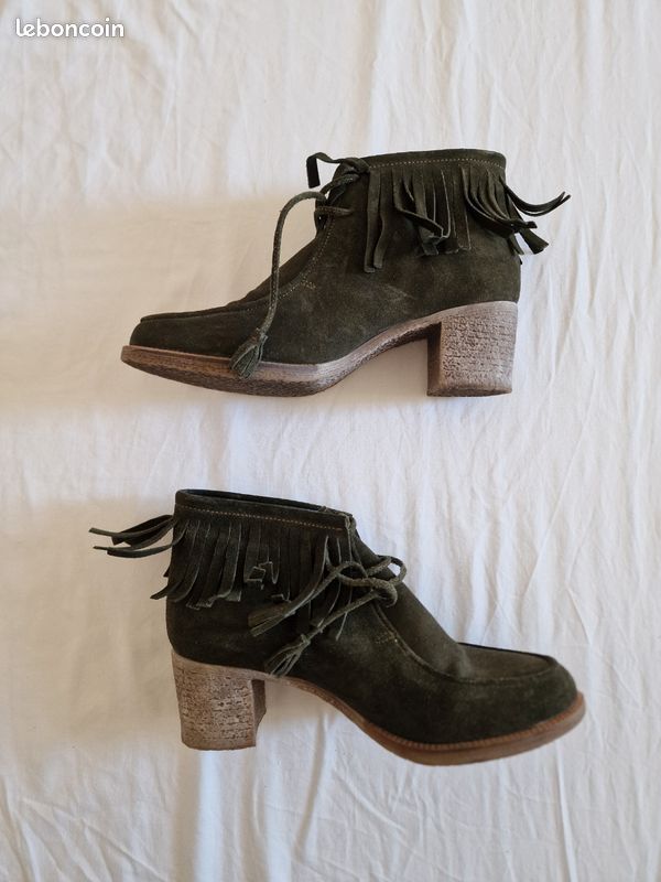 Bottines en cuir kaki Creeks (image 2)