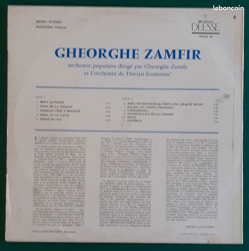 Vinyle Gheorghe Zamfir - L'extraordinaire Flûte de Pan Vol 1 (image 2)