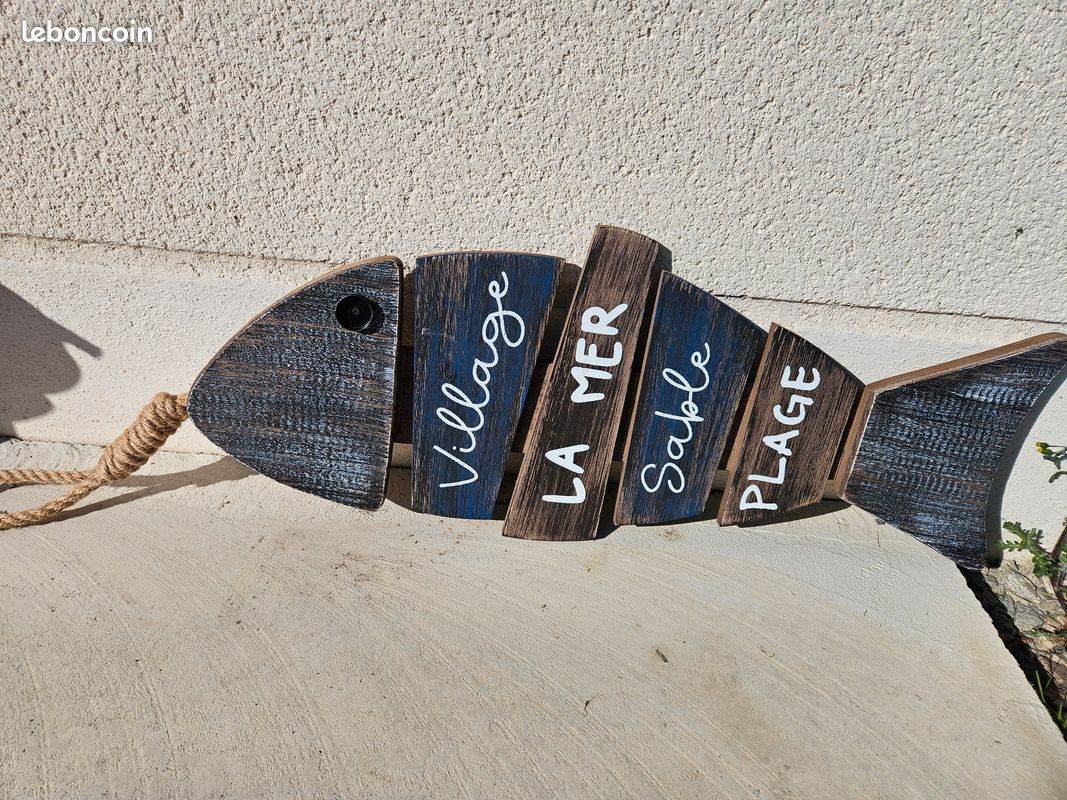 Enseigne En Bois Personnalisée "Marché Aux Poissons" - Style Rustique Fait Main - USA