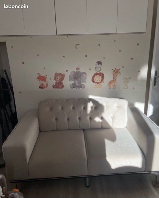 Canapé et Fauteuil en velours beige (image 2)