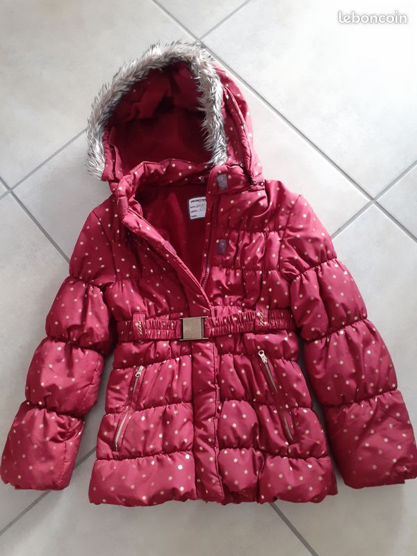 Parka bordeaux motifs fille (image 2)