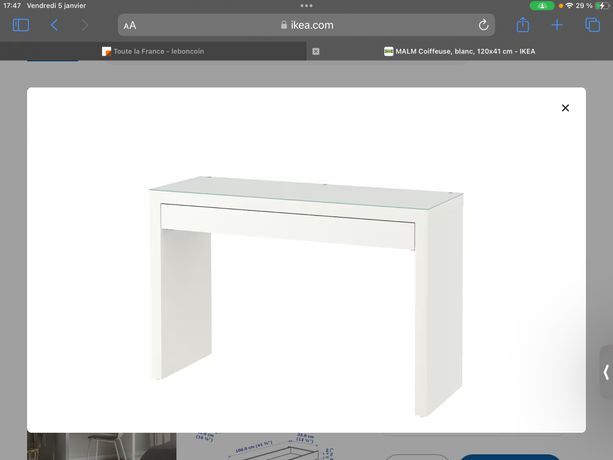MALM Coiffeuse, blanc, 120x41 cm - IKEA
