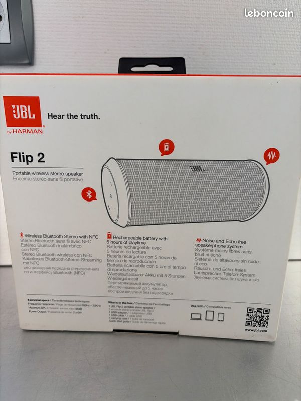 ❤️🎧🎵 Enceinte JBL FliP 2 blanche fonctionne Bluetooth câble et chargeur compatible tablette téléphone ordinateur (image 9)