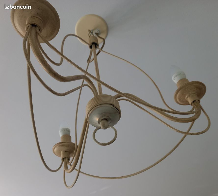 LUSTRE FER FORGE <BR > NEUF FEUX | Reignoux créations