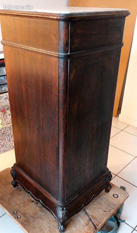 Commode vintage bois massif et plaque marbre (image 5)