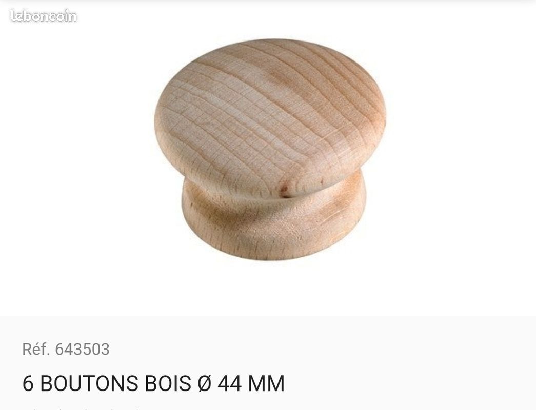 Poignées BOUTONS BOIS Ø 44 MM (image 1)