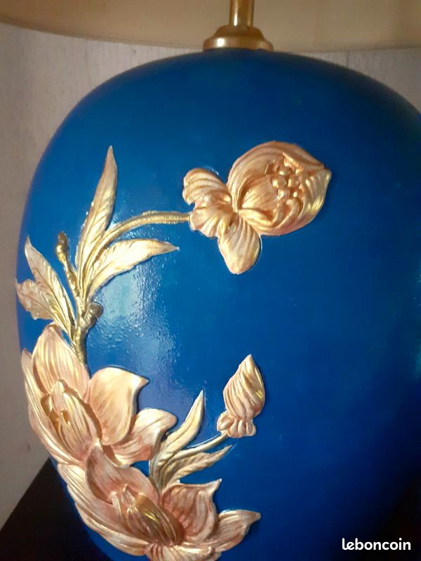 Grande lampe céramique bleue (image 3)