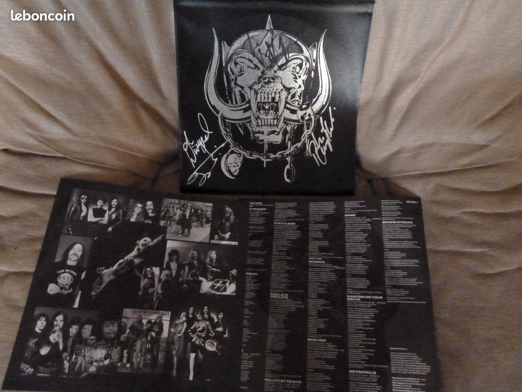 MOTORHEAD"No remorse" double vinyle pochette cuir signé par 3 membres (image 1)