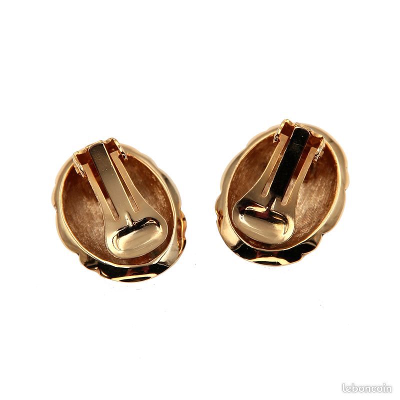 Boucles D'Oreilles Clips Vintage - Mappemonde En Résine Et Métal - Mode Rétro