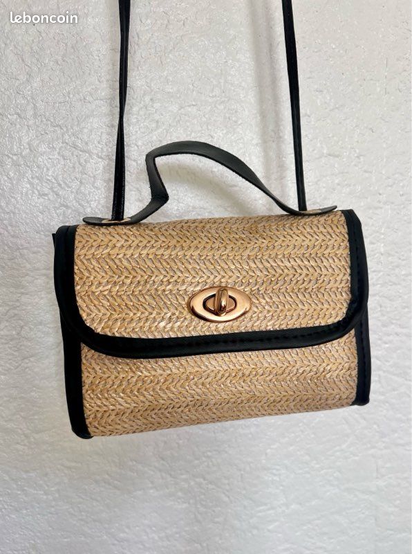 ☀️ Sac à main bandoulière & pochette 2 en 1 en paille & cuir noir pour un style bobo chic cet été (image 18)