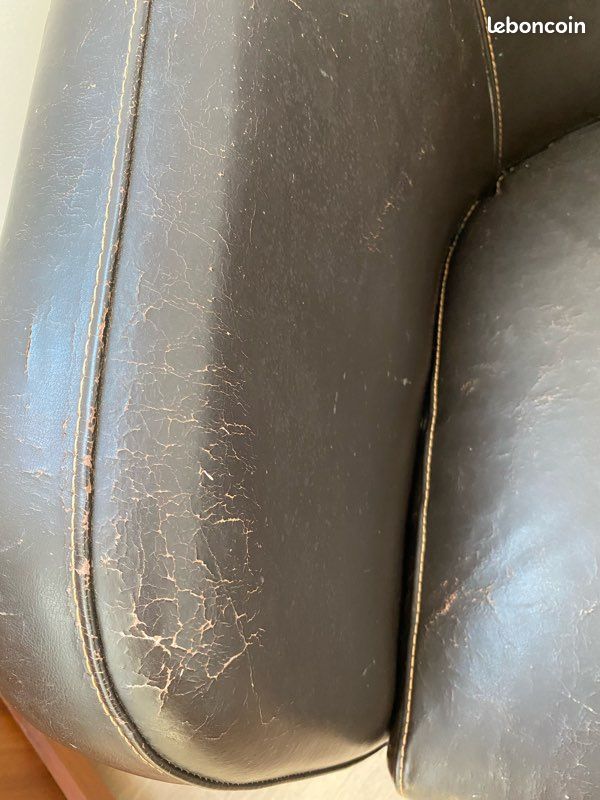 Fauteuil club cuir marron - aspect vieilli (image 6)