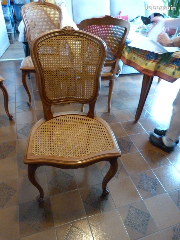4 Chaises Cannées Merisier (image 1)