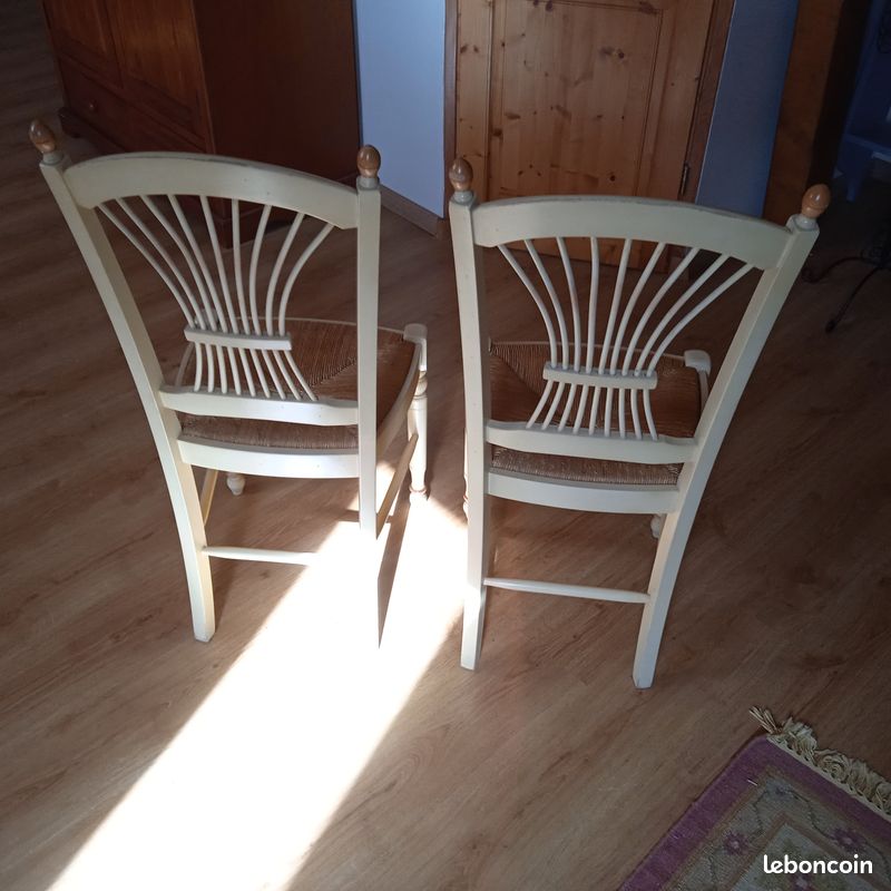 Lot 2 chaises campagnardes assises paillées (image 2)
