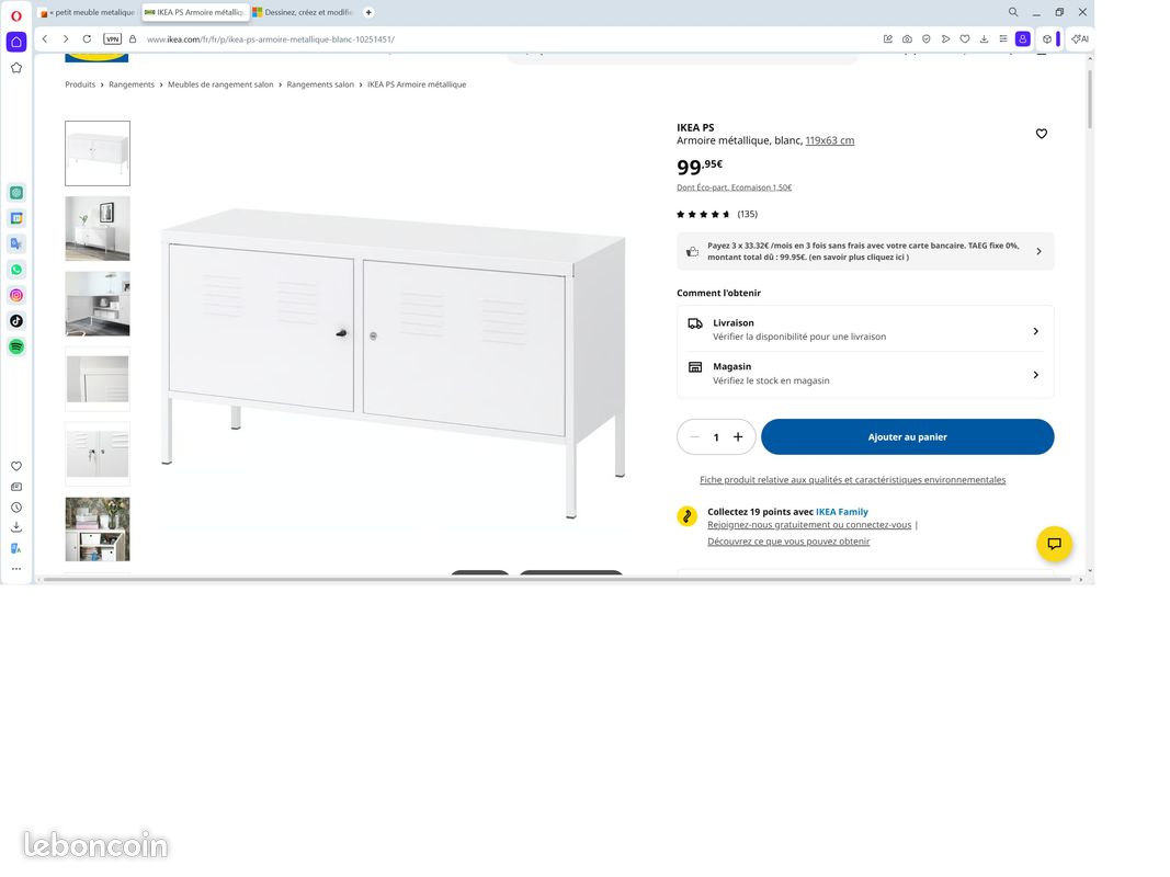 Armoire métallique, blanc IKEA PS (image 1)