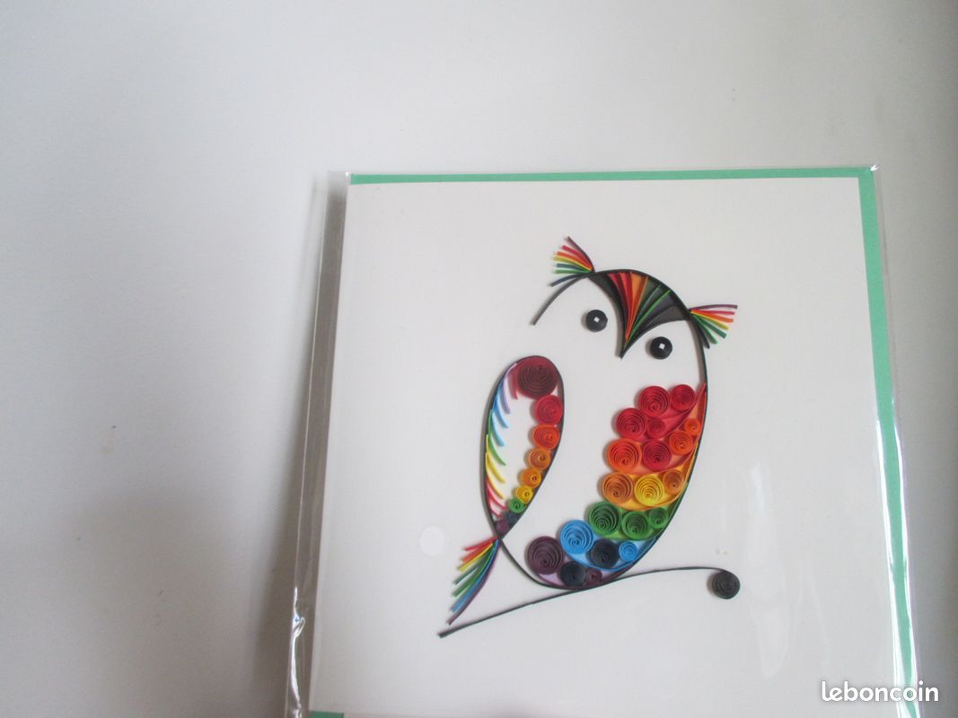 Jolie carte postale oiseau hibou - papier roulé travaillé (image 3)