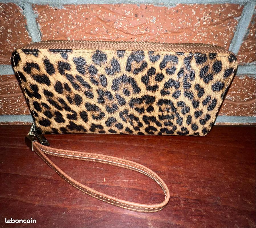 Portefeuille / Porte-monnaie Vintage En Cuir Reptile Années 50 - Marron - Occasion
