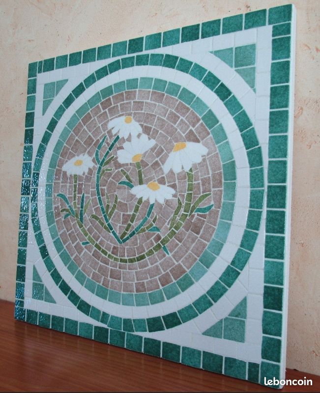 Tableau en mosaïque camomille thème botanique (image 3)