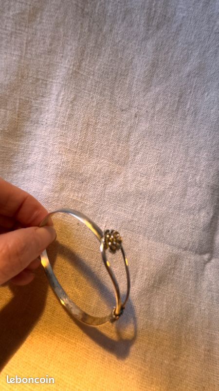 Jonc Ancien En Argent Massif - Diamètre 65 Mm, Bijou Artisanal Vintage