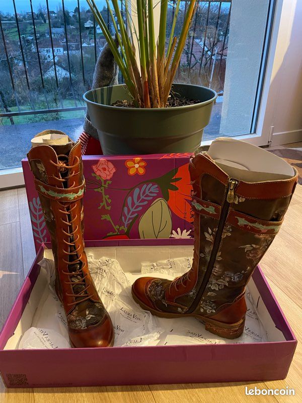 LAURA VITA Bottines de cowboy / motard - choco/marron