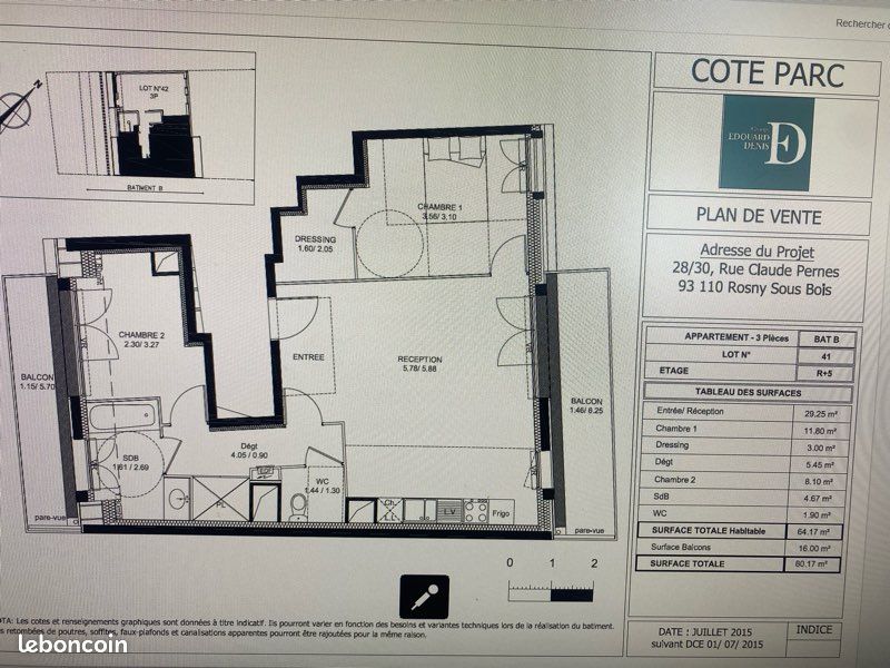 Appartement 3 pièces 64 m² · à Rosny-sous-Bois · 64 m² · 265 000 €