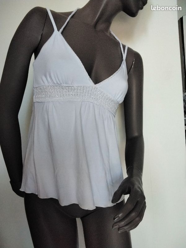 Joli haut chic NAF NAF, perles t S (image 1)