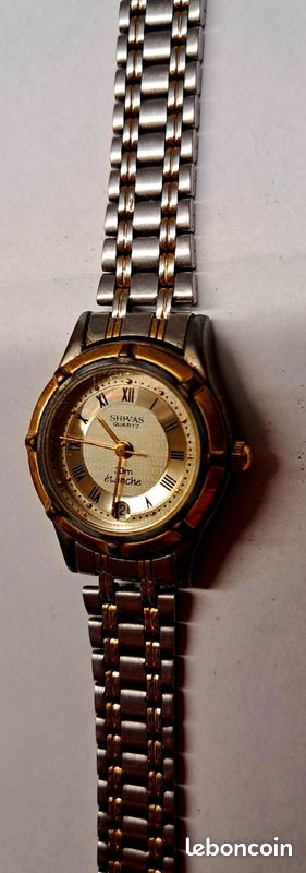 Montre Shivas Femme - Boîtier Doré, Cadran Blanc, Bracelet Nato Noir - Quartz - Occasion Fonctionnelle