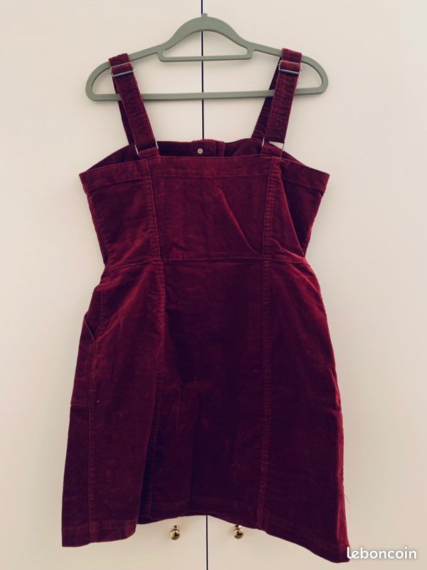 Robe courte velours côtelé bordeaux (image 2)