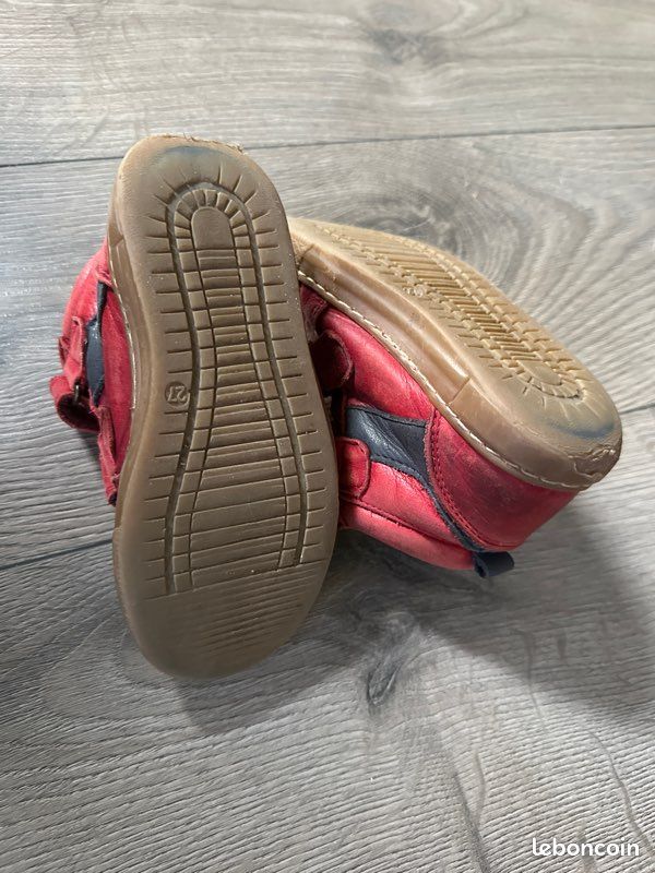 Chaussures montantes scratchs Norvik cuir rouge – 27 (image 7)