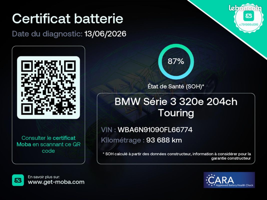 BMW SERIE 3 Touring 320e HYBRID 204 ch BVA8 M Sport - SOH 87% (image 25)