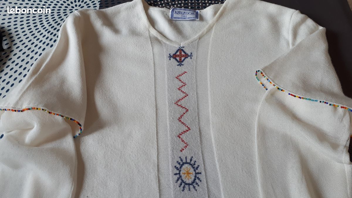 Haut blanc à perles colorées AZULEROS (image 2)